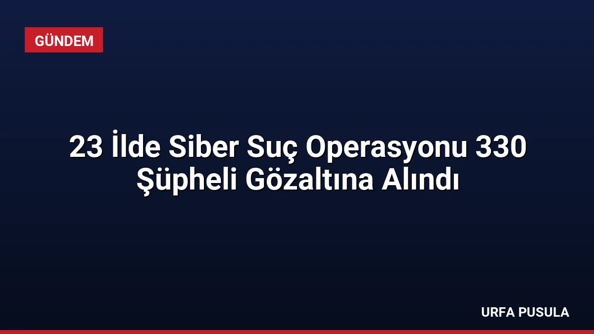 23 İlde Siber Suç Operasyonu 330 Şüpheli Gözaltına Alındı