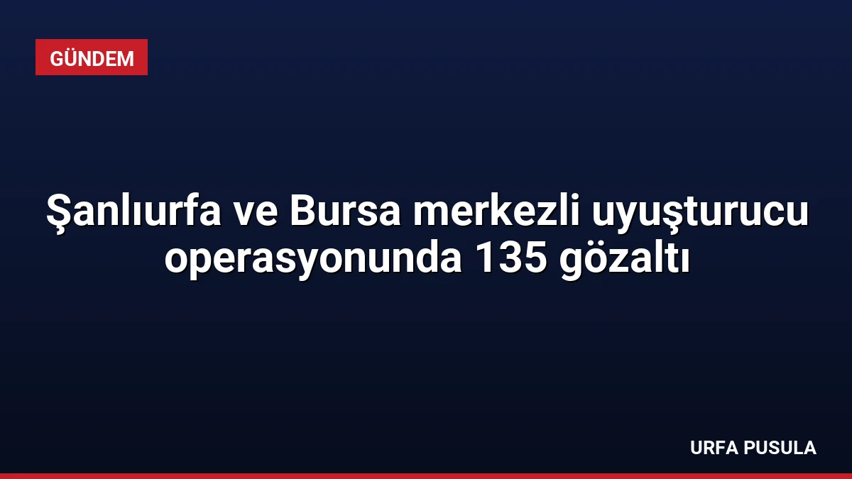 Şanlıurfa ve Bursa merkezli uyuşturucu operasyonunda 135 gözaltı