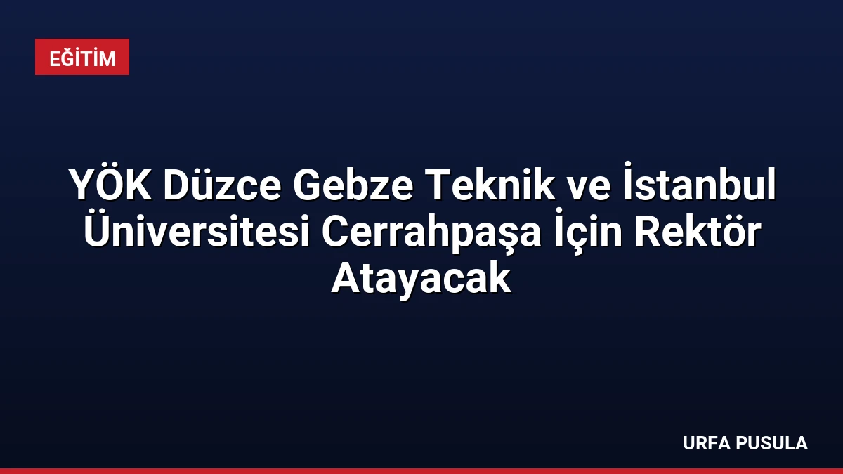 YÖK Düzce Gebze Teknik ve İstanbul Üniversitesi Cerrahpaşa İçin Rektör Atayacak