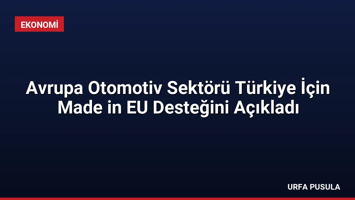 Avrupa Otomotiv Sektörü Türkiye İçin Made in EU Desteğini Açıkladı