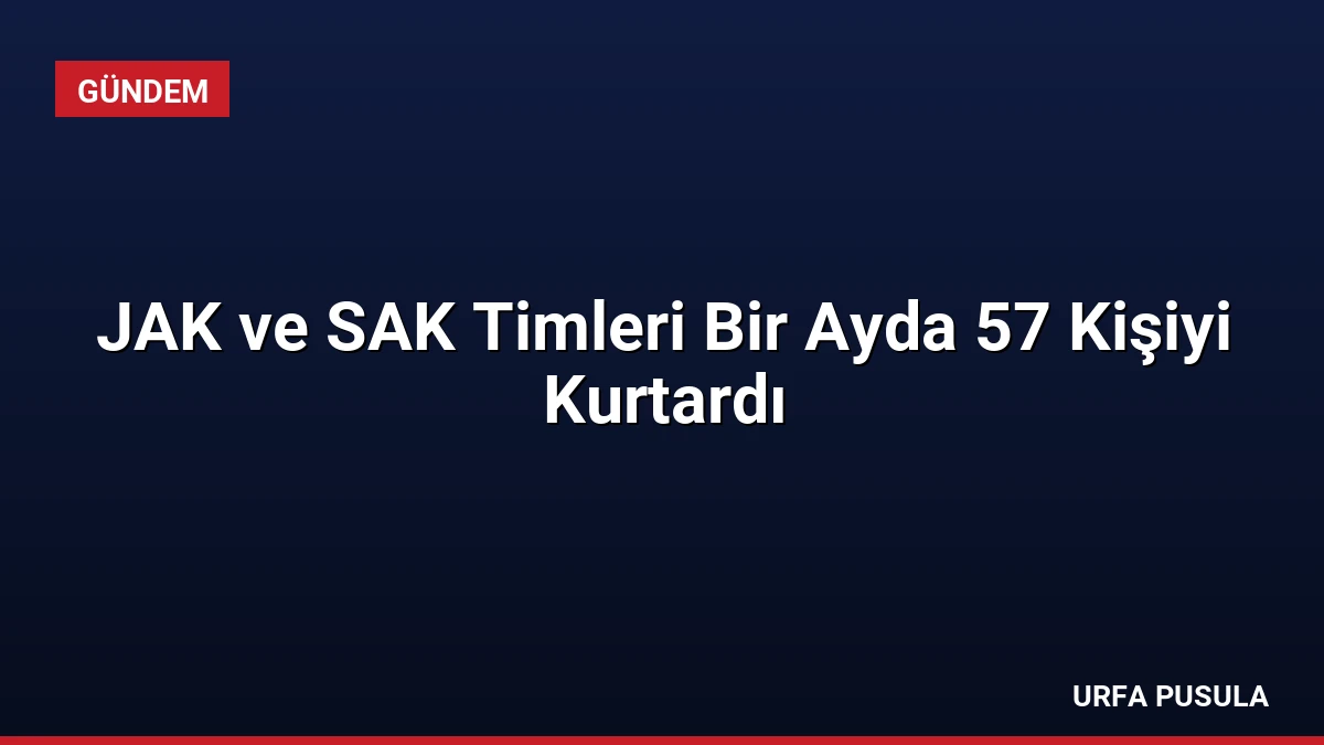 JAK ve SAK Timleri Bir Ayda 57 Kişiyi Kurtardı