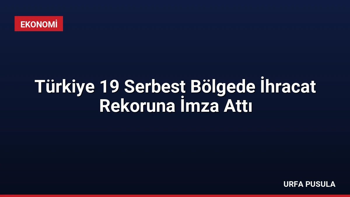 Türkiye 19 Serbest Bölgede İhracat Rekoruna İmza Attı
