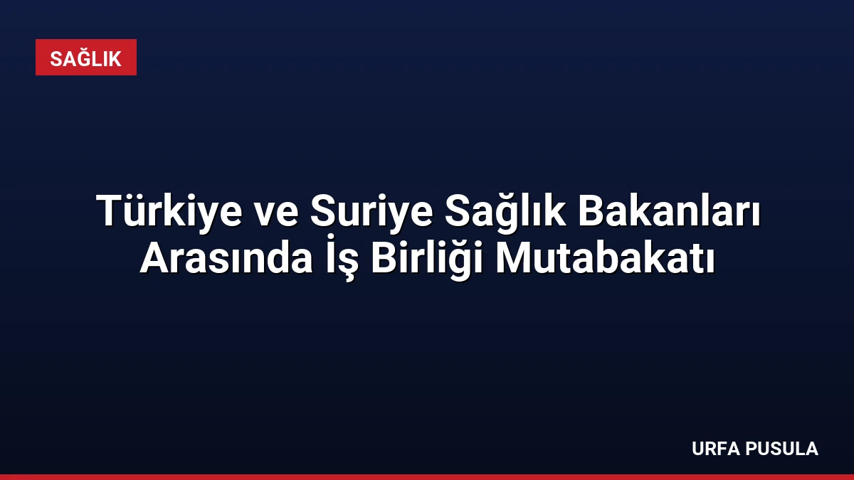 Türkiye ve Suriye Sağlık Bakanları Arasında İş Birliği Mutabakatı