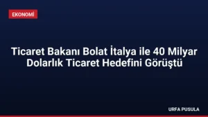 Ticaret Bakanı Bolat İtalya ile 40 Milyar Dolarlık Ticaret Hedefini Görüştü