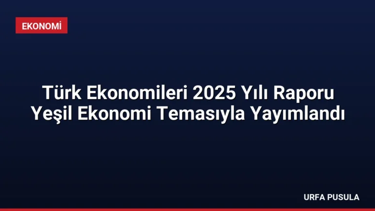 Türk Ekonomileri 2025 Yılı Raporu Yeşil Ekonomi Temasıyla Yayımlandı