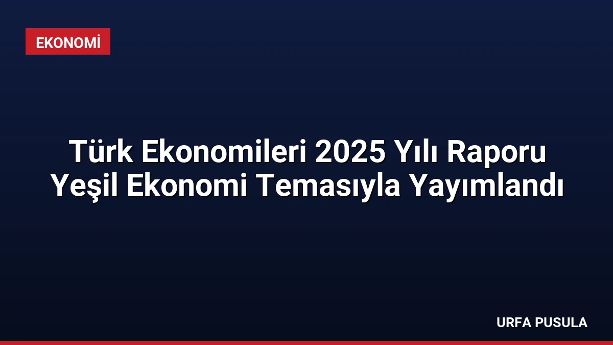 Türk Ekonomileri 2025 Yılı Raporu Yeşil Ekonomi Temasıyla Yayımlandı