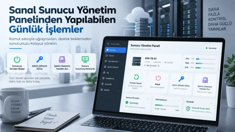 Sanal Sunucu Yönetim Panelinden Yapılabilen Günlük İşlemler