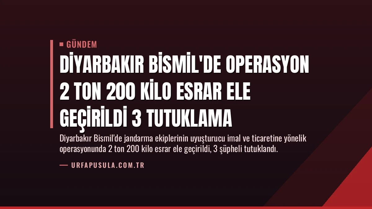 Diyarbakır Bismil’de Operasyon 2 Ton 200 Kilo Esrar Ele Geçirildi 3 Tutuklama