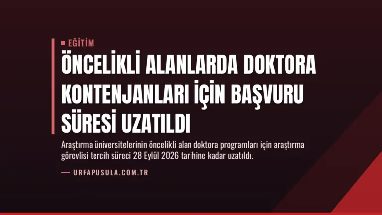 Öncelikli Alanlarda Doktora Kontenjanları İçin Başvuru Süresi Uzatıldı