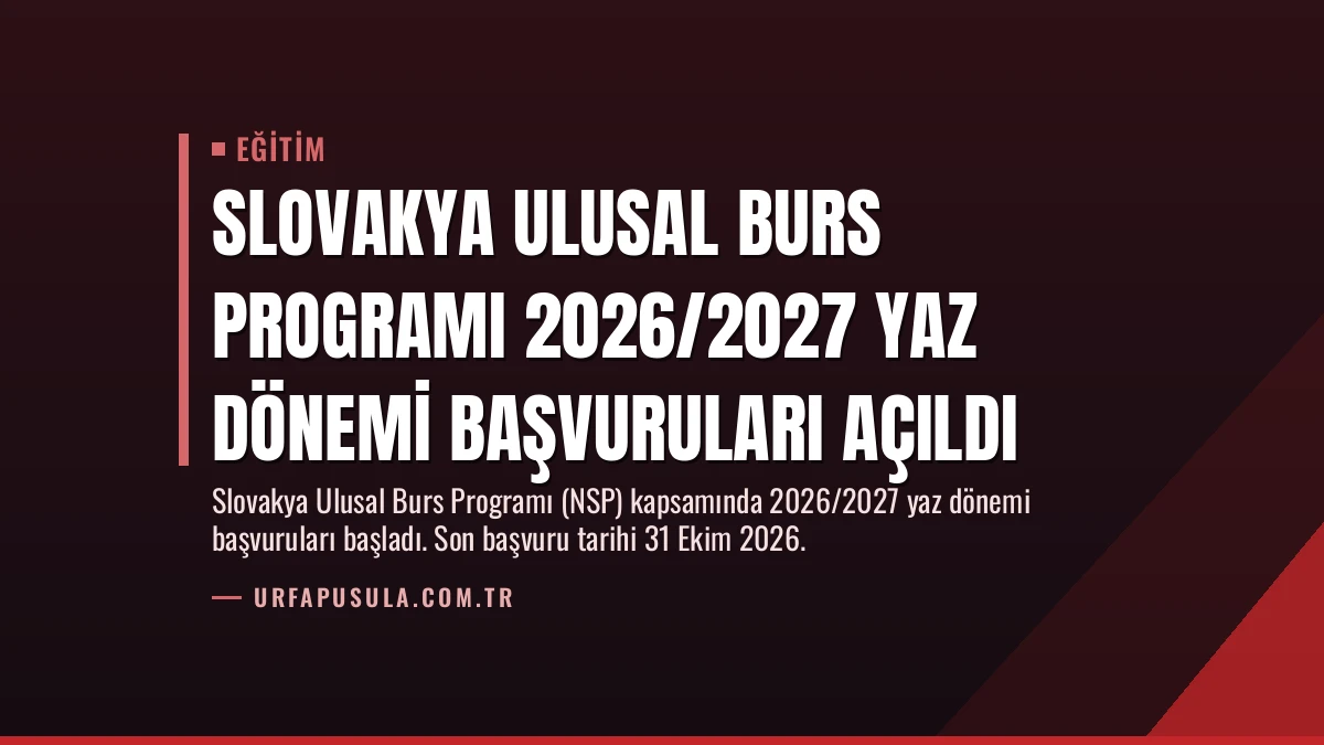 Slovakya Ulusal Burs Programı 2026/2027 Yaz Dönemi Başvuruları Açıldı