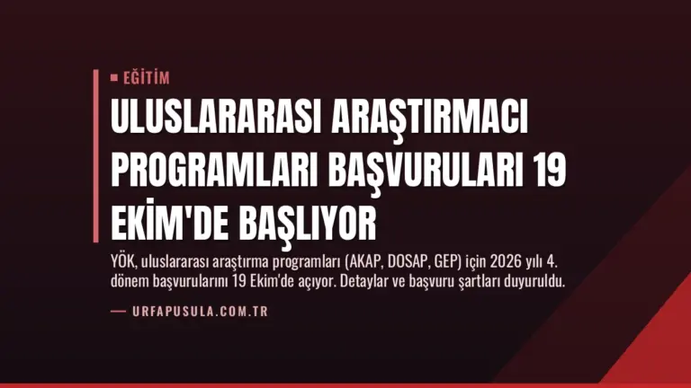 Uluslararası Araştırmacı Programları Başvuruları 19 Ekim’de Başlıyor
